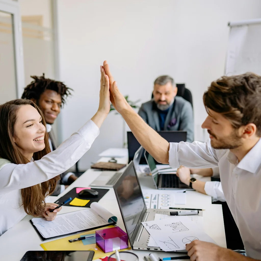 Team brainstorming innovative digital solutions